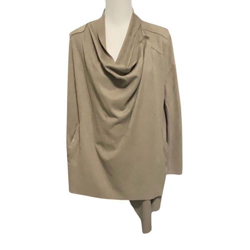 Blanknyc Lightweight Brown Faux Suede Draped Neck Long Sleeve Jacket Size Medium